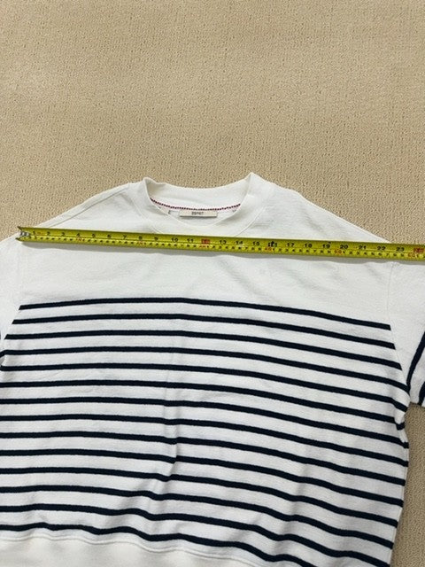 Esprit Striped Sweatshirt Women's L White Navy Crewneck