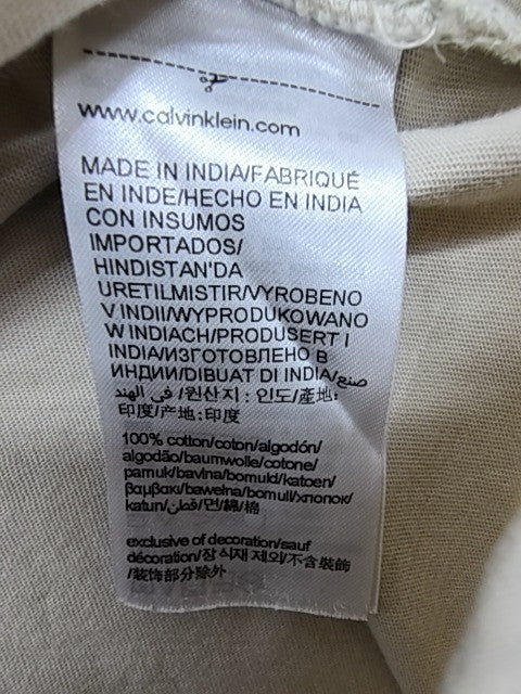 Calvin Klein Men Beige Logo T-Shirt Size S Regular Cotton Crew Neck