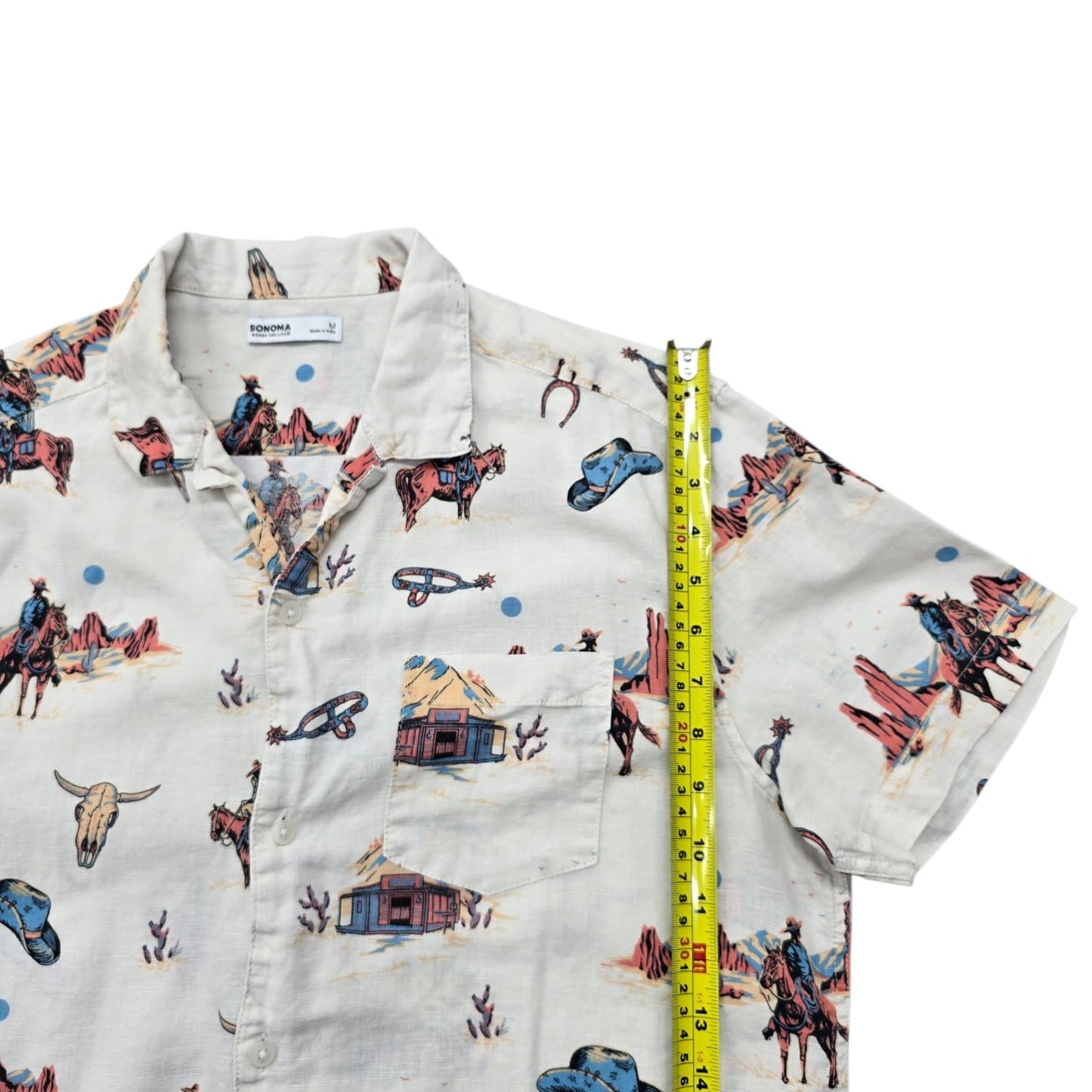 Sonoma Goods For Life Men's Cream Cowboy Print Shirt M