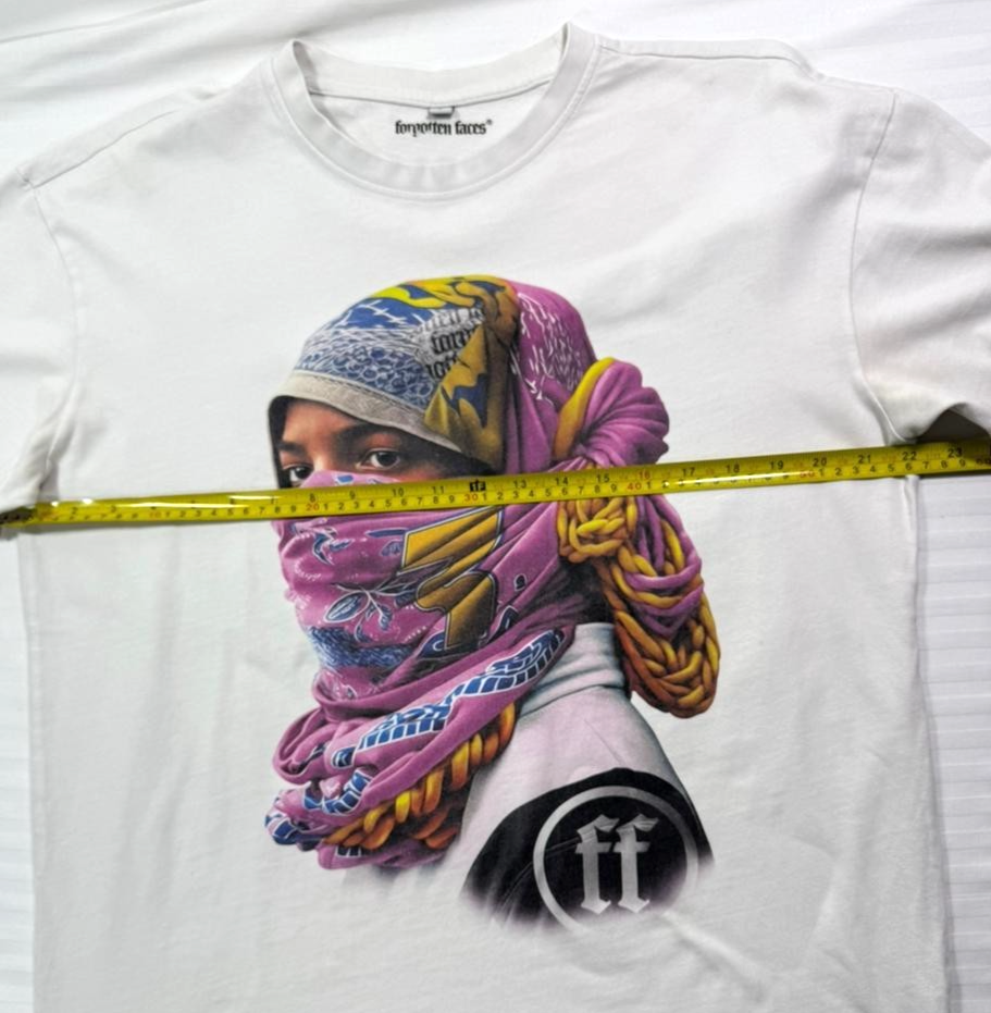 Men's T-Shirt Short-Sleeve Forgotten Faces Rider Oversized Tee White - Size S