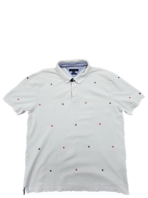 Tommy Hilfiger Men's White Dot Slim Fit Polo Shirt XXL Cotton