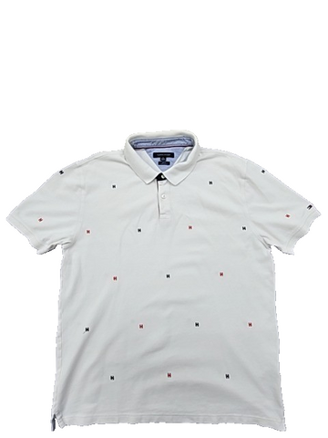 Tommy Hilfiger Men's White Dot Slim Fit Polo Shirt XXL Cotton