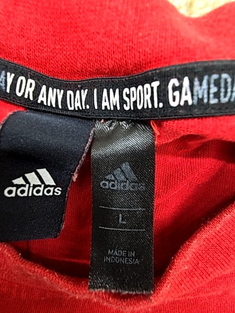 Adidas Men's Red Short Sleeve T-Shirt Size L Crewneck Sport Logo