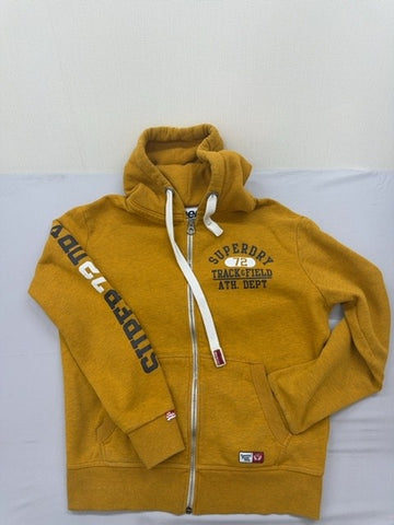 Superdry Men's Mustard XL Zip Track & Field Hoodie Cotton Blend