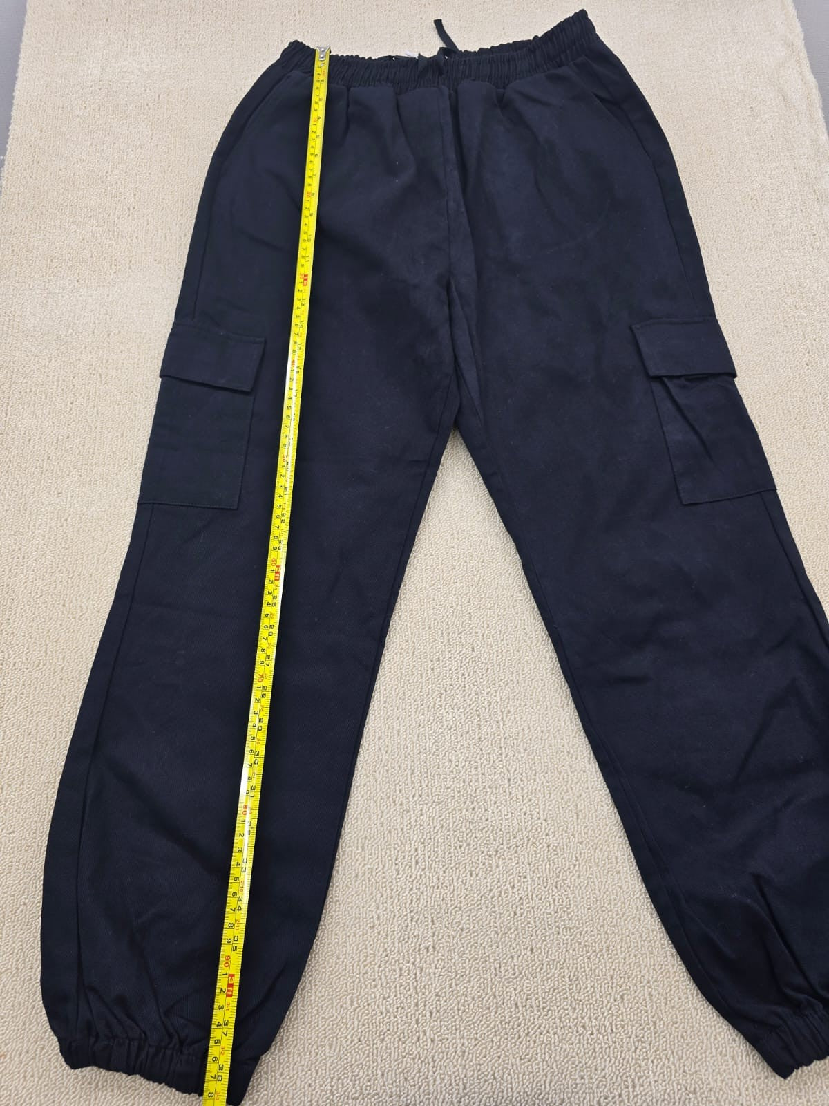 Ole by Koton Black Women's Wide Leg Cargo Pants Elastic Waist Pockets