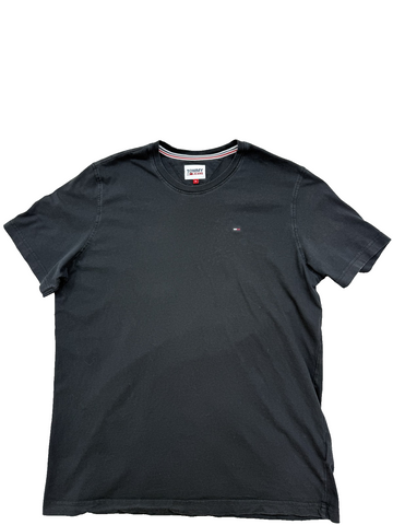 Tommy Jeans Black XL Short Sleeve Cotton T-Shirt Chest Logo Regular Fit