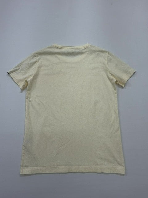 Champion Men Cream Striped Trim Logo T-Shirt Size M Condition Descriptor
