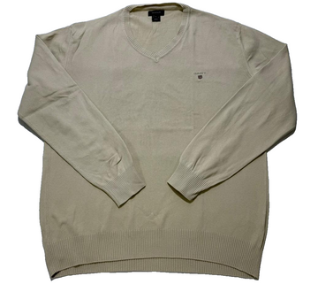 Gant Men's Beige Lightweight V Neck Sweater XL
