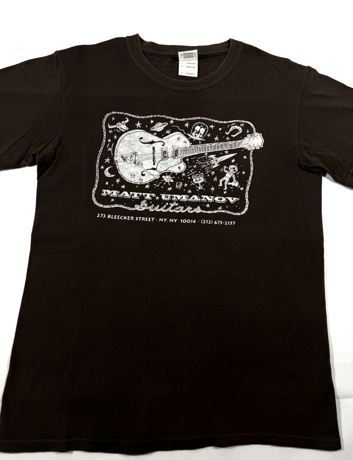 Matt Umanov Guitars T-Shirt Bleecker Street Nyc Black Printed On Gildan Small