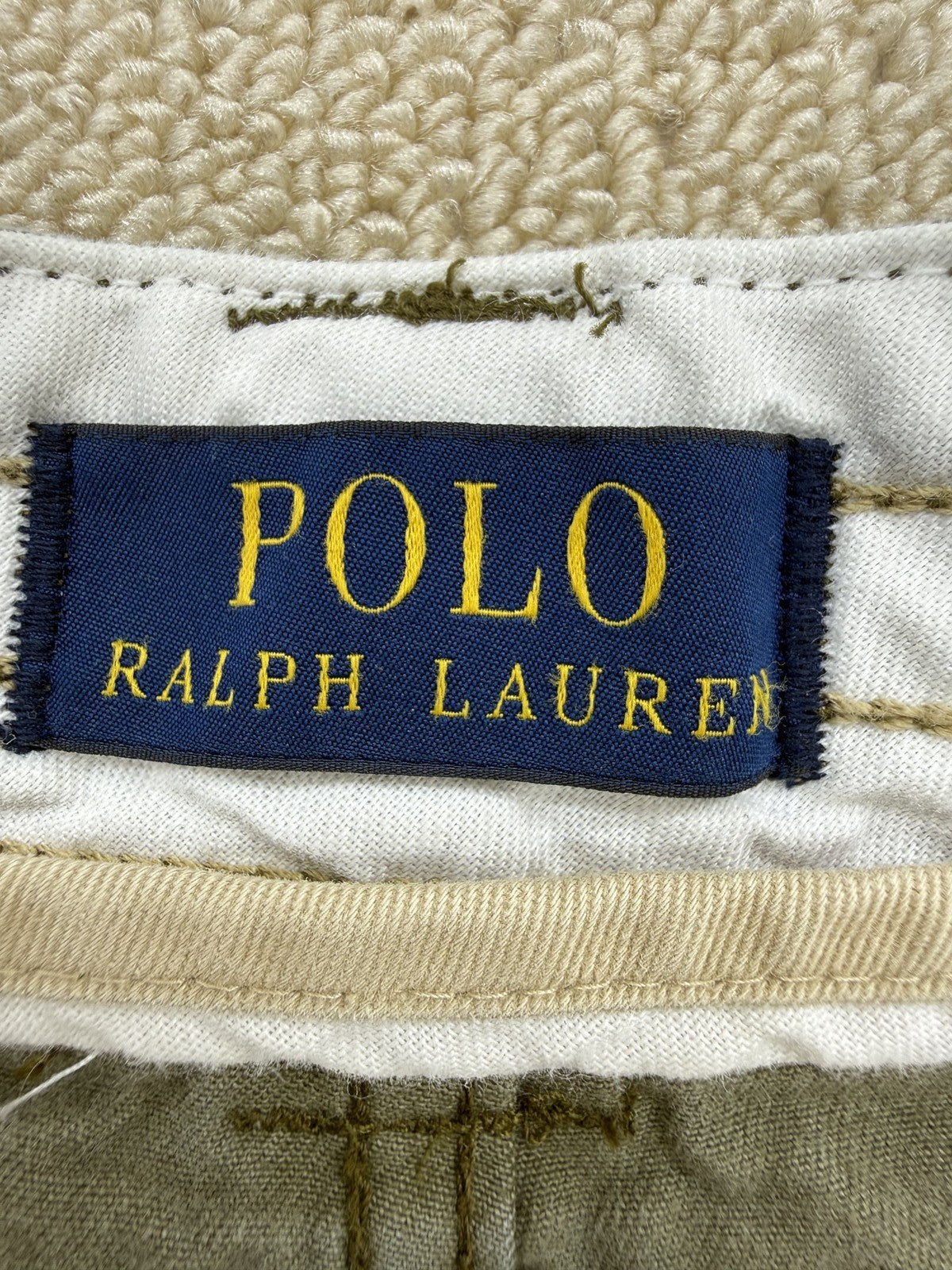 Polo Ralph Lauren Men's Khaki Cargo Shorts Size 35 Cotton Flat Front