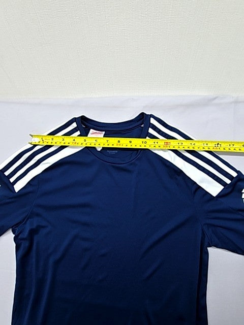 Adidas Youth XL Navy Stripe Short Sleeve Crewneck T-Shirt