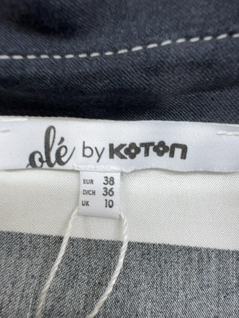 Ole by Koton Striped Long Sleeve Shirt Sz 38 EUR Black/White Collar