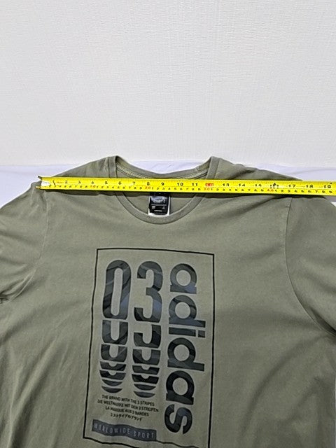 Adidas Men's T-Shirt XL Olive Green Regular Fit Short Sleeve