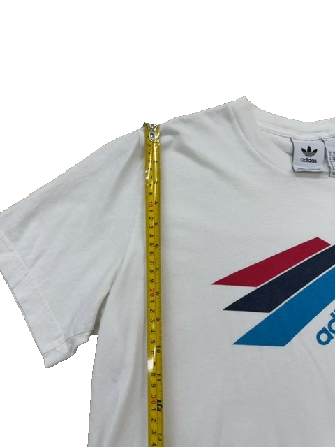 Adidas Unisex White Striped Short Sleeve T-Shirt Size M Originals