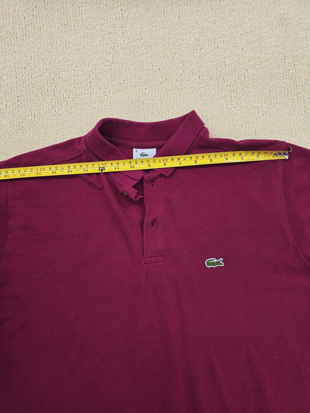 Lacoste Men's Polo Shirt Size 6 Maroon Short Sleeve Cotton