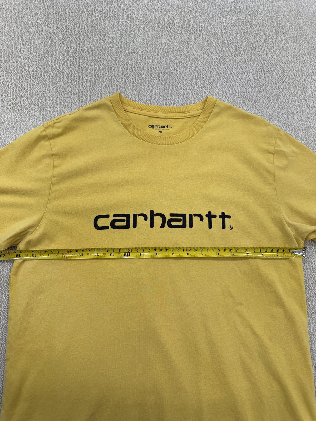 Carhartt Script Logo T-Shirt Yellow Men's Size M Short Sleeve
