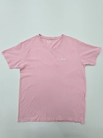 Le Couper Men Pink V-Neck Logo T-Shirt Size M Regular 100% Cotton