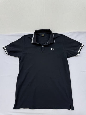Fred Perry Black Cotton Polo Shirt Men's L Laurel Wreath