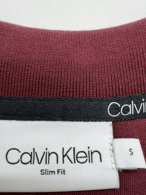 Calvin Klein Boys Burgundy Polo Shirt Size S Slim Fit 100% Cotton Logo