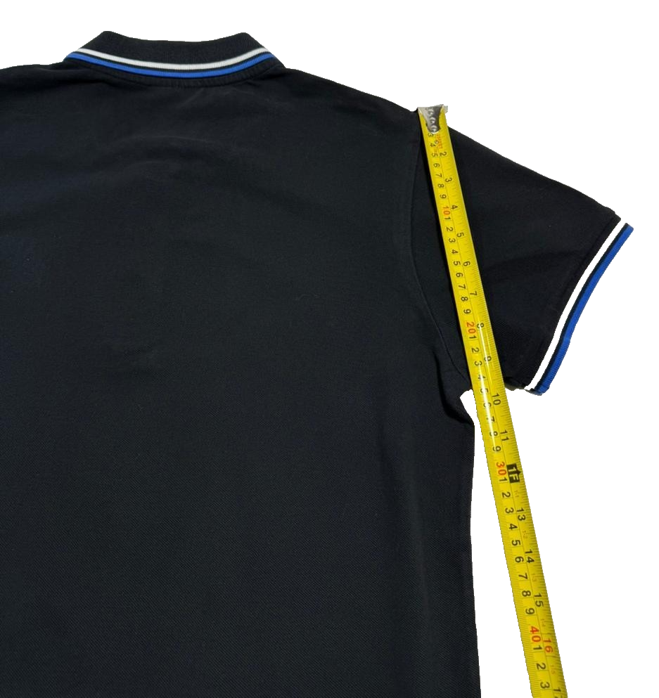 Kappa Men's Black Pique Polo Shirt Embroidered Blue Logo Short Sleeve Size L