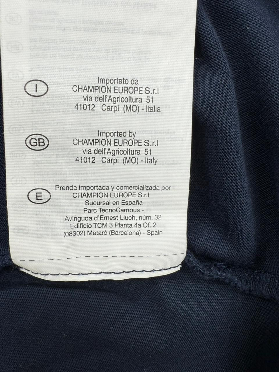 Champion Navy Blue Big Logo T-Shirt Crewneck Men's Size L Made in Cambodia