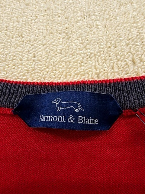 Harmont & Blaine Red V-Neck Long Sleeve Men's L Sweater