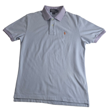 Polo Ralph Lauren Men's Small Light Blue Polo Shirt Purple Collar Cotton