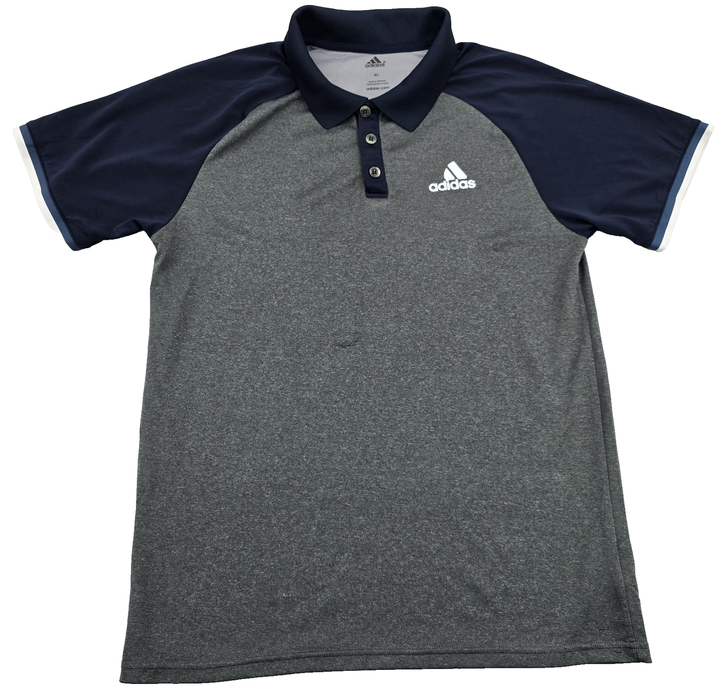 Adidas Men's XL Short Sleeve Polo Shirt Gray/Navy Climacool Poly XL