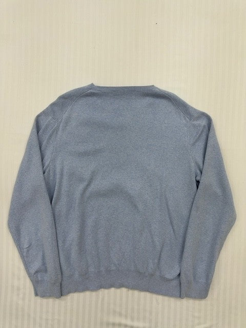 Polo Men Light Blue Cotton V-Neck Sweater LG Embroidered Logo - Regular Fit
