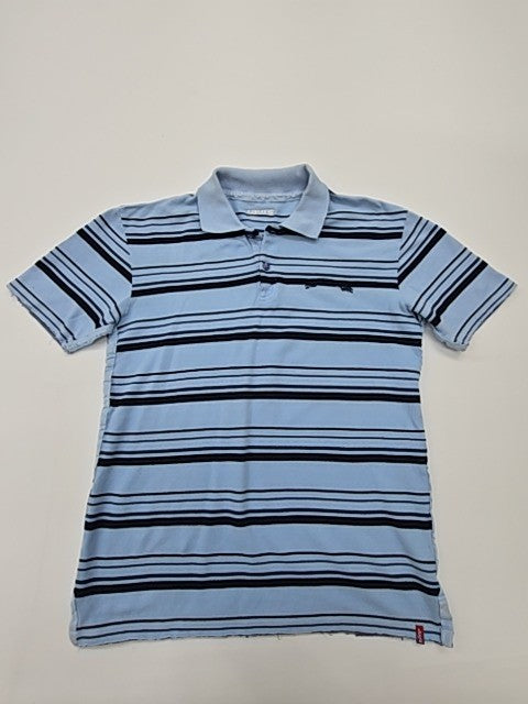 Levi’s Boys Light Blue Striped Polo Shirt Size 70 Regular Logo Knit BNWT