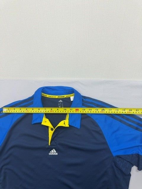 Adidas Climacool Colorblock Polo Shirt L Navy Blue Yellow Trim