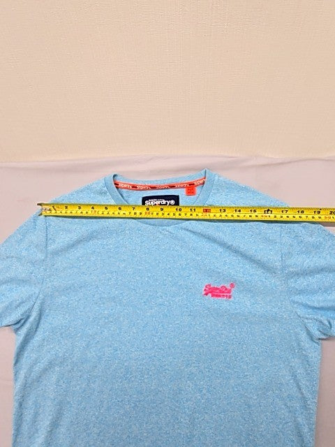Superdry Men's Light Blue Embroidered Logo T-Shirt XL Slim Fit