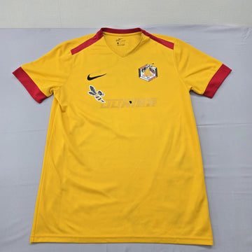 Nike Men's Yellow Dri-FIT Soccer Jersey L V-Neck Short Sleeve