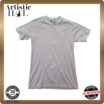 Adidas Originals Pink Women's S Short Sleeve 3-Stripes T-Shirt Cotton
