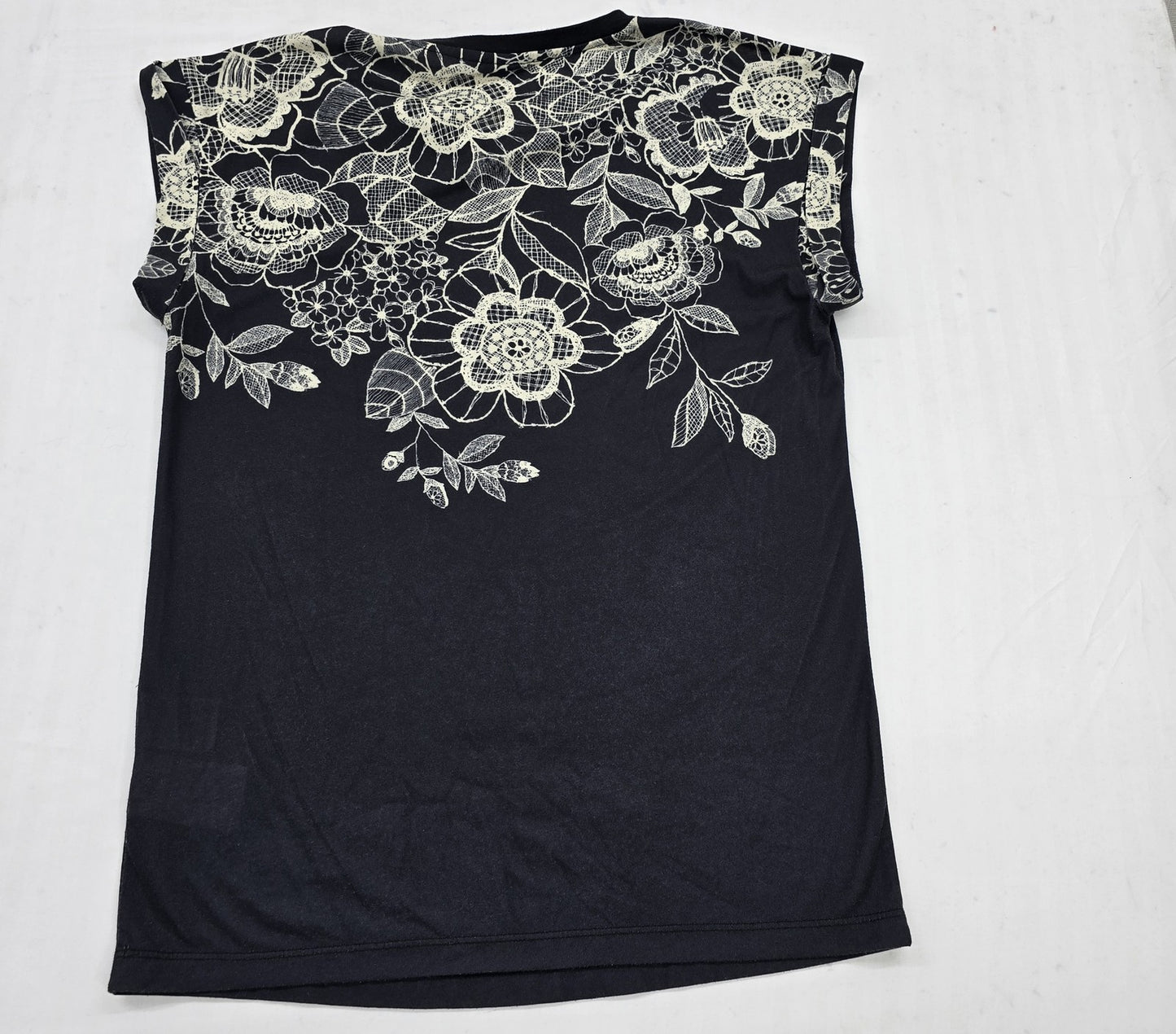 Adidas Women's Black Floral Lace Racerback Tank Top Size L