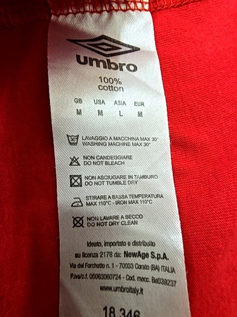 Umbro Red Cotton Crewneck T-Shirt Men's M Short Sleeve Ribbed