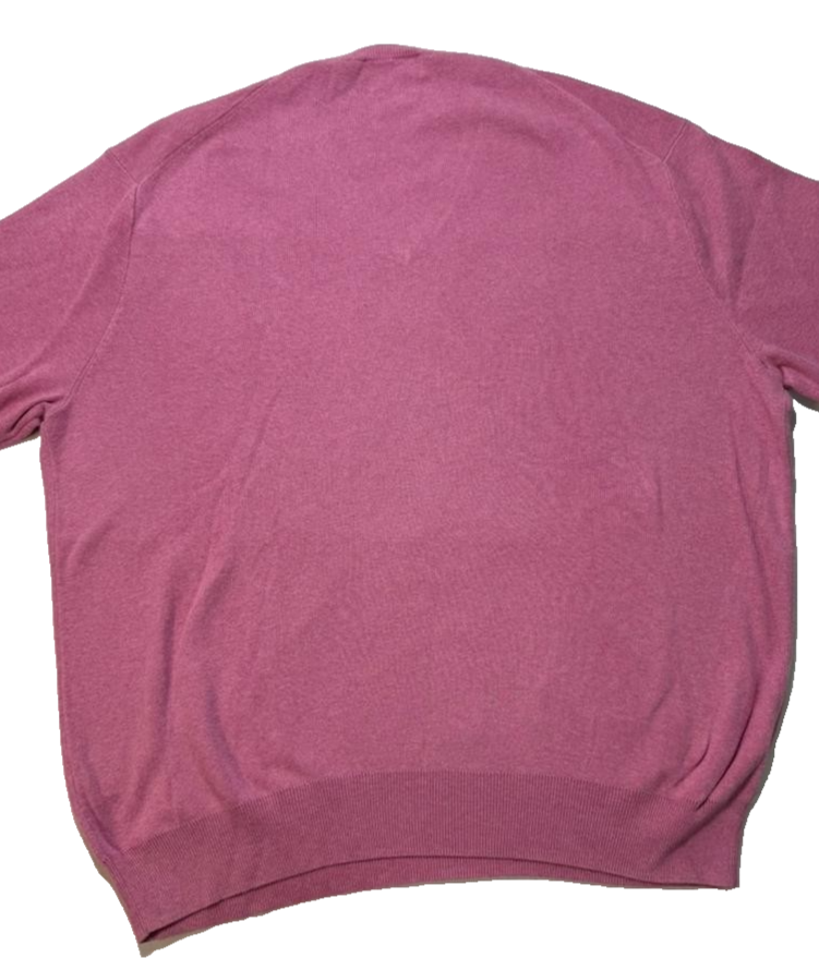 Polo Ralph Lauren Men'S Pink V-Neck 100% Pima Cotton Knit Sweater Pullover L