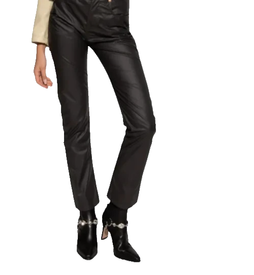 Diesel Women's Trousers Black Coated Cotton Regular Fit Size 27