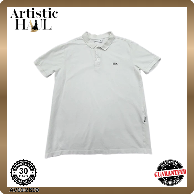 Lacoste Men's White Short Sleeve Polo Shirt Size S France Cotton