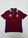 UmbrO Boys Maroon Colorblock Polo Shirt Size S Embroidered Logo Button Up