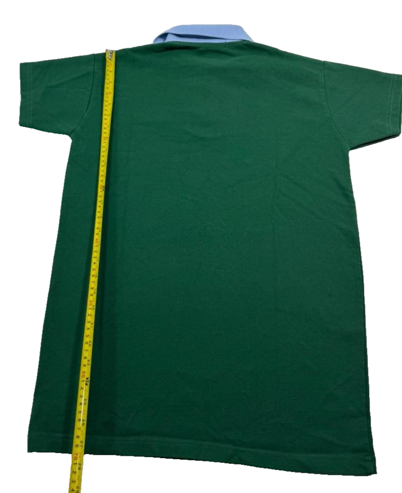 Lacoste Green Cotton Polo Shirt, Men's L, Light Blue Collar, Short Sleeve