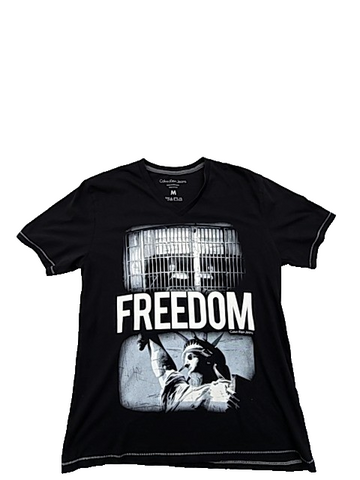 Calvin Klein Jeans Patriotic Graphic Black M Short Sleeve Cotton Tee