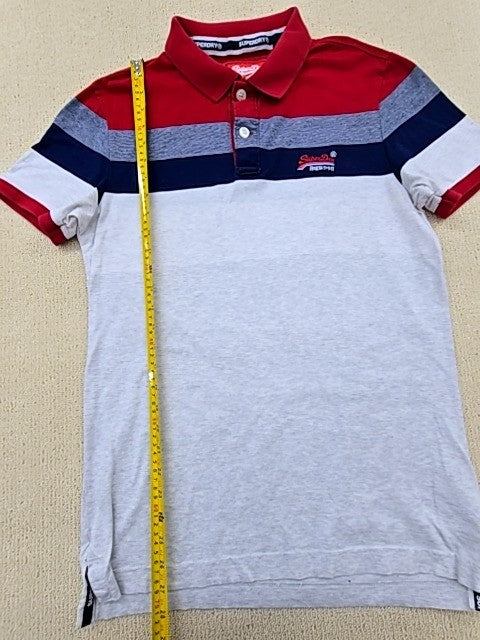Superdry Men's Multi Striped Short Sleeve Polo Shirt M Medium