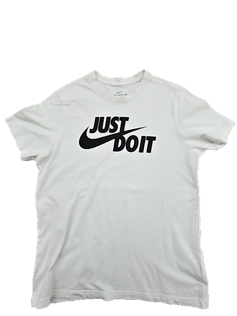 Nike Just Do It White Cotton Crewneck T-Shirt Men's Size L