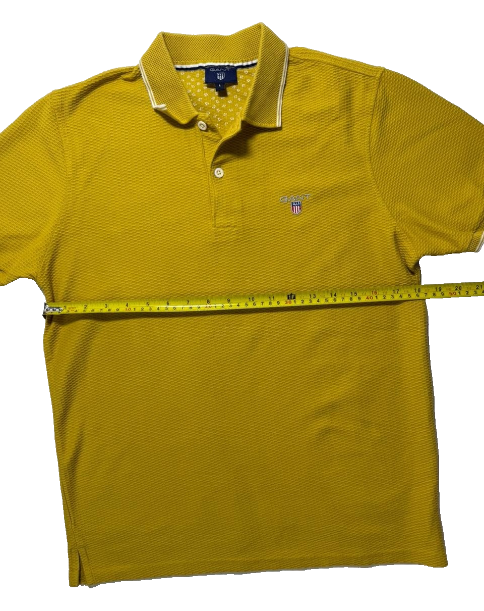 Gant Men Polo Shirt Short Sleeved Regular Fit - Yellow 100% Cotton - Size L