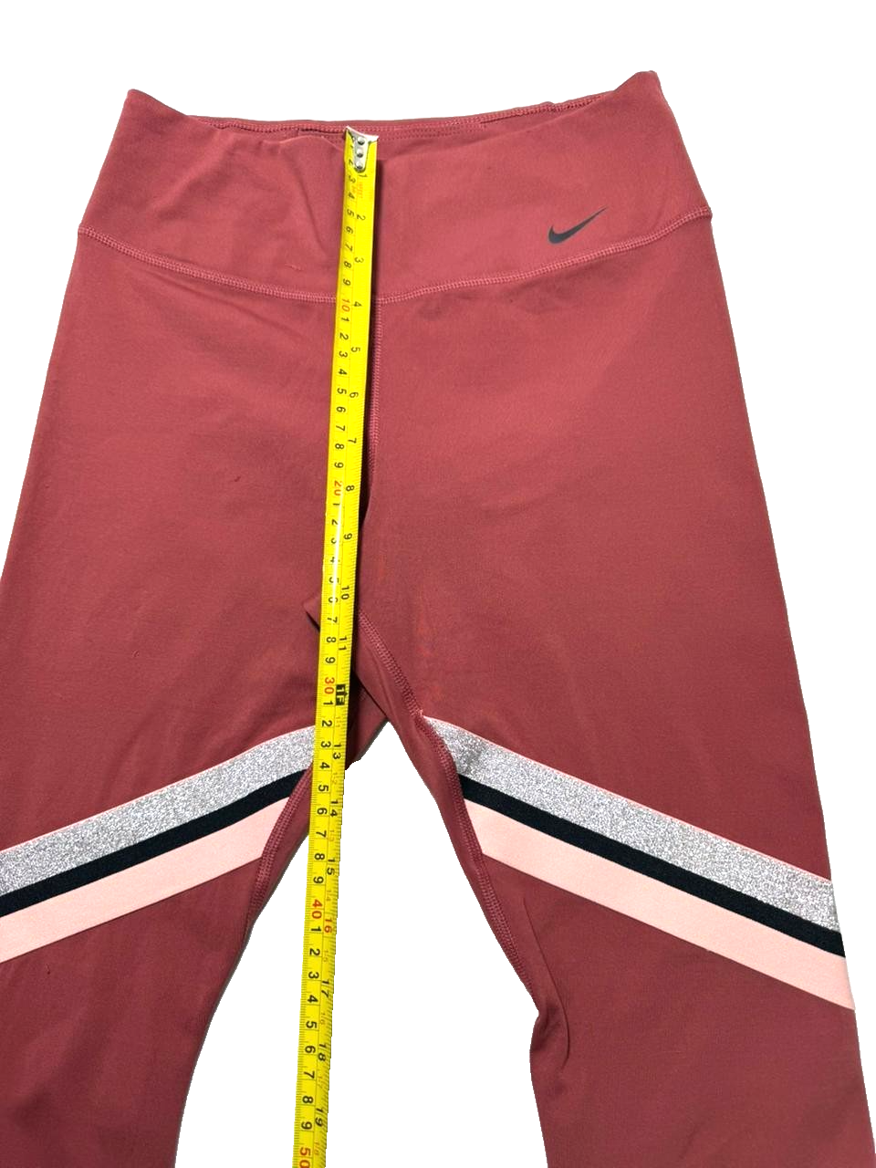 Nike One Icon Clash Women's Tights In A Red Color With Pink And Silver Glitter