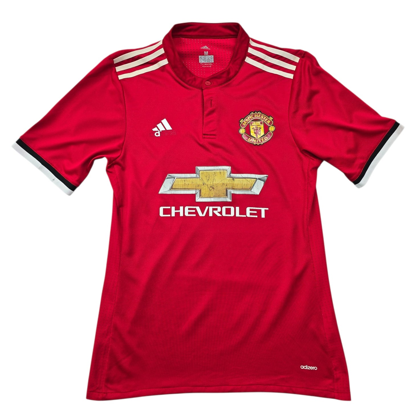 Adidas Men's Red Striped Manchester United Jersey M 2014-15