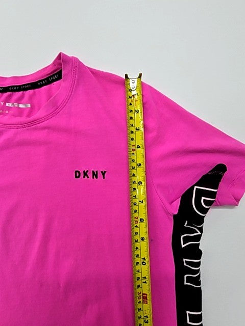 DKNY Women Pink Sport Logo T-Shirt Cotton Blend Size M Regular
