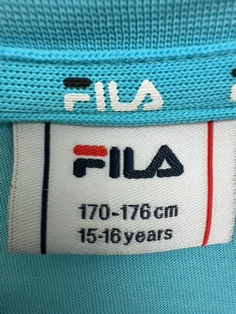 Fila Turquoise Logo T-Shirt 15-16Y Short Sleeve Contrast Bands NWT