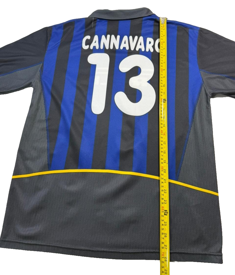 Unisex Inter Milan Cannavaro #13 Blue Black Striped Pirelli Jersey Size XL